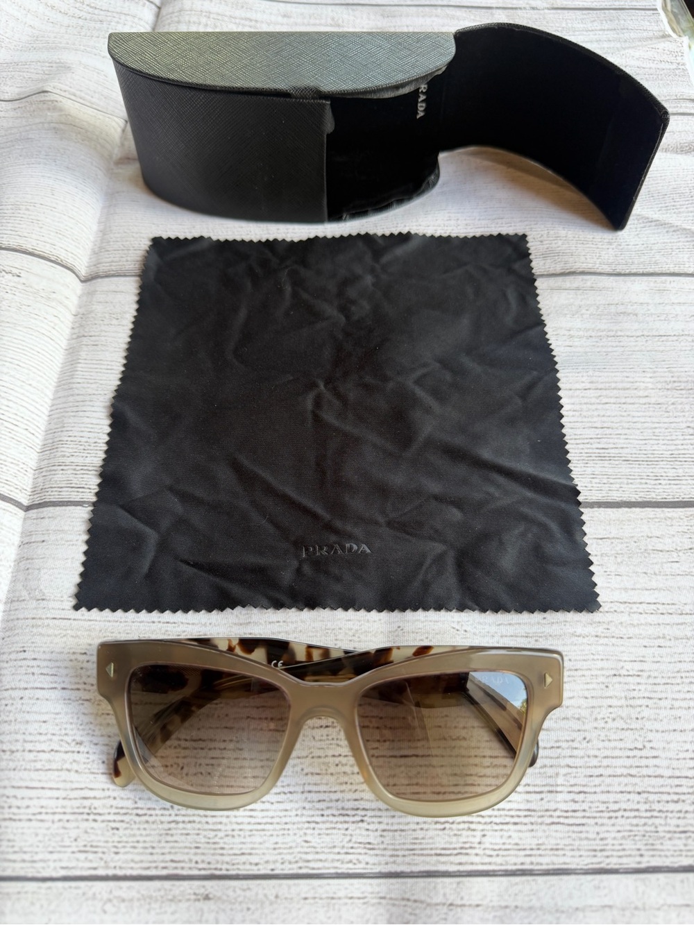 Prada Grey Brown Floral Soft-Square Sunglasses